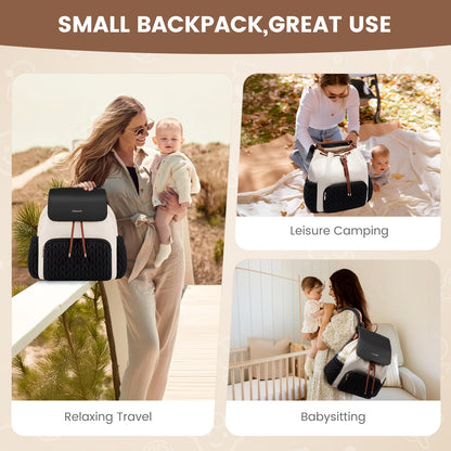 LOVEVOOK Diaper Bag Backpack, Small Baby Bag, Cute Baby Diaper Bag, Stylish Water-Resistant Travel Baby Bag for Mom, Baby Backpack with Changing Pad, Stroller Straps -Khaki
