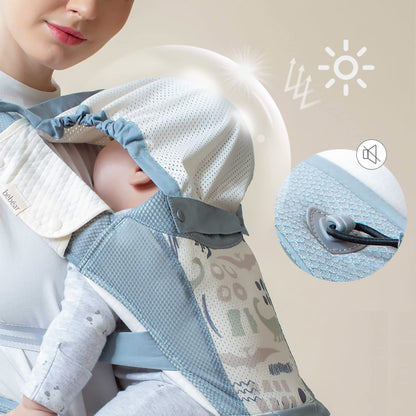 Bebamour Baby Carrier Newborn to Toddler-2 in 1 Hip Seat & Carrier Front and Back Carry with Head Hood & 3 Pieces Teething Pads& Waist Extenders & Storage Bag 0-36 Months (Green)