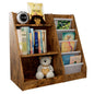 White Kids Bookshelf Wood Toy Storage Organizer Cabinet Children Bookcase Toddler Baby Sling Book Rack 3 Cube Bins Fabric Drawers for Playroom Bedroom Nursery School