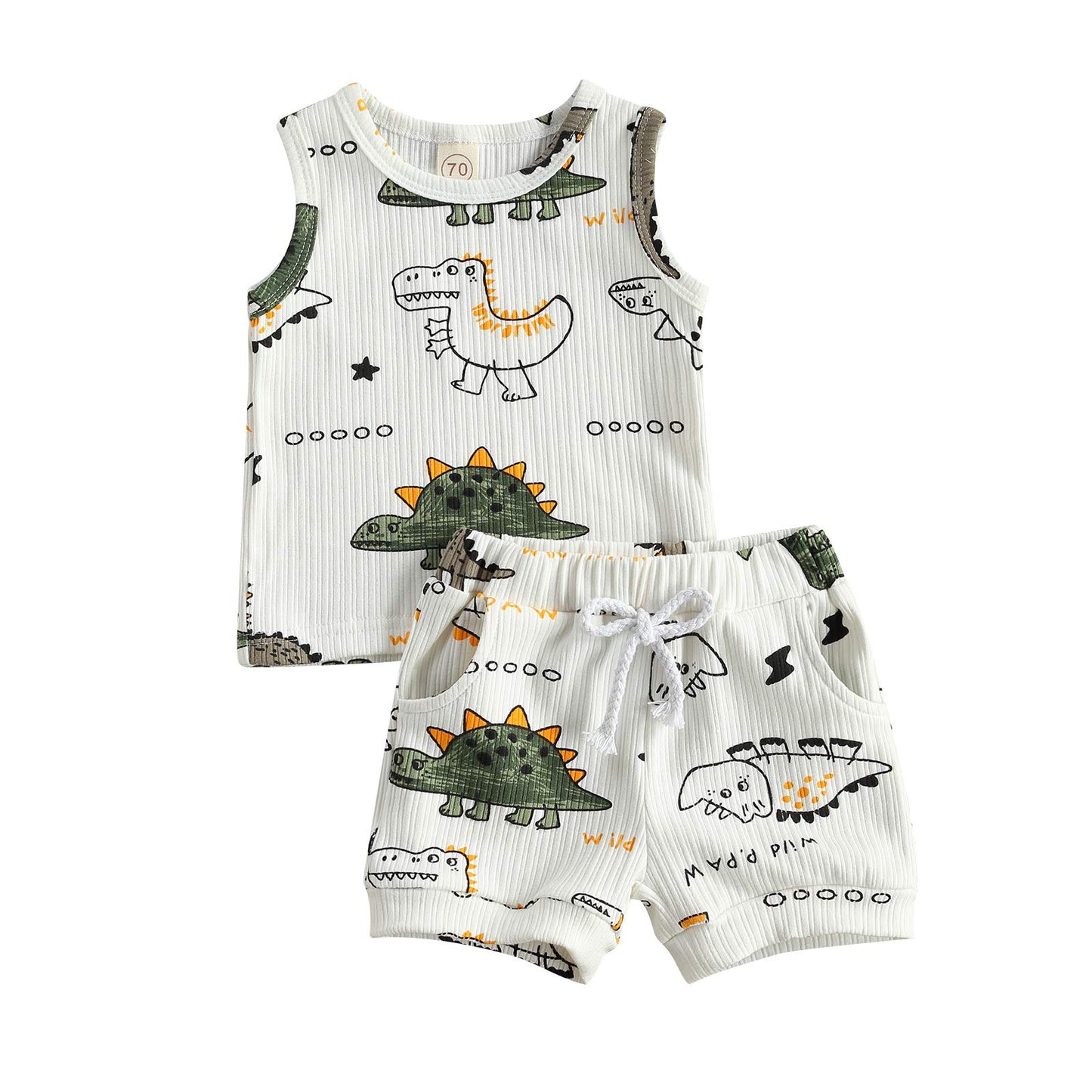 CIYCUIT 2Pcs Baby Boy Summer Clothes Infant Toddler Beach Outfits Sleeveless Tank Tops Shorts Set