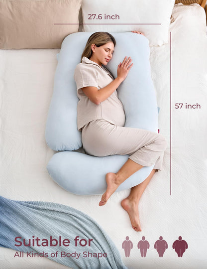 Momcozy Pregnancy Pillows for Sleeping, U Shaped Full Body Maternity Pillow with Removable Cover - Support for Back, Legs, Belly, HIPS for Pregnant Women, 57 Inch Pregnancy Pillow for Women, Grey