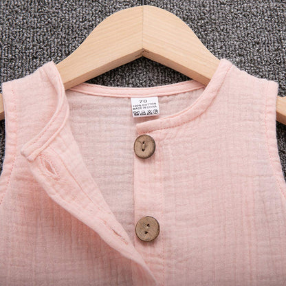 Infant Newborn Baby Boys Girls Cotton Linen Romper Summer Jumpsuit Sleeveless Overalls Clothing Set