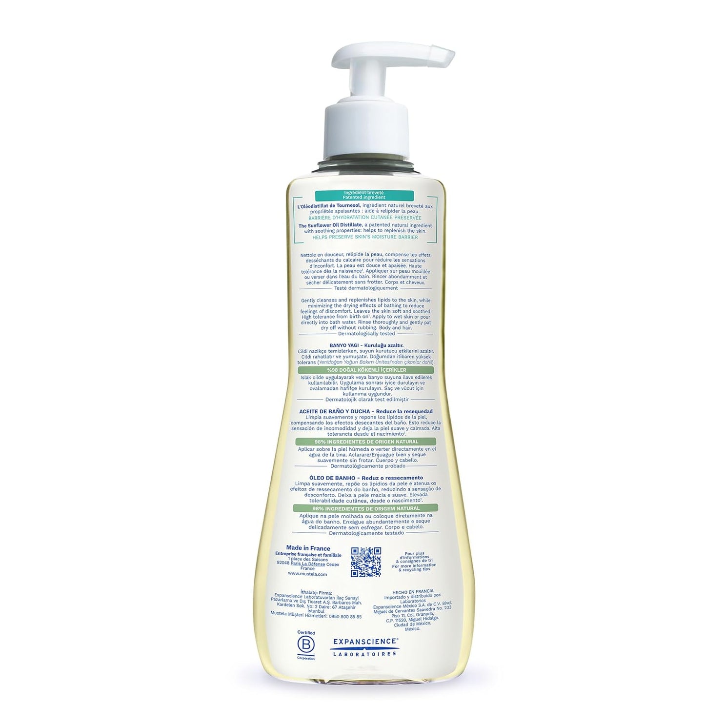 Mustela Stelatopia Eczema-Prone Skin Cleansing Oil - Baby Body Wash with Natural Avocado & Sunflower Oil - Family Skin Care Essentials - EWG Verified - Fragrance-Free & Tear Free - 16.9 fl. oz.