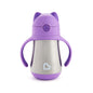Munchkin Cool Cat Sippy Cup for Toddlers, Stainless Steel Straw Cup, 8 Ounce, Pink