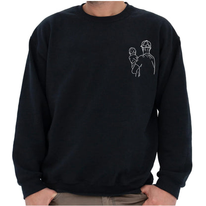 NAZENTI Personalized Dad Embroidered Sweatshirt, Custom Dad Est Shirt with Kid Name, Photo Shirt for Men, Fathers Day Shirts