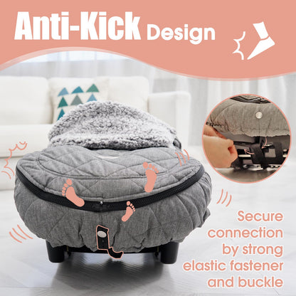 ACRABROS Car Seat Cover Baby: Winter Infant Carseat Canopy for Boy Girl Newborn Zipper Peeping Window Warm Cozy Cold Weather Waterproof Universal Fitted Heather Grey