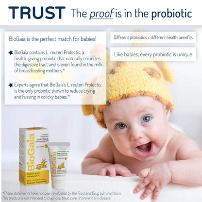 BioGaia Protectis Baby Probiotic Drops | Colic & Gas Relief + Vitamin D | Safe for Newborns | Ease Crying, Fussing, Colic, Gas, Spit-ups & Constipation | No Dairy, Soy & Gluten | 50 Day Supply | 10mL
