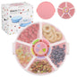 Kids Snack Rotator Container Reusable Snack Box with 5 Compartment Dispenser and Lid, Color Matching Opening Lid, BPA and PVC Free, for Toddlers, Babies, Home, School, Travel (1 Pack- Pink)