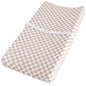 LifeTree Diaper Changing Pad Cover for Boys Girls - Soft Muslin Fitted Changing Table Sheets - 16"x32" Viscose from Bamboo Cotton Blend - Tan Checkered Print