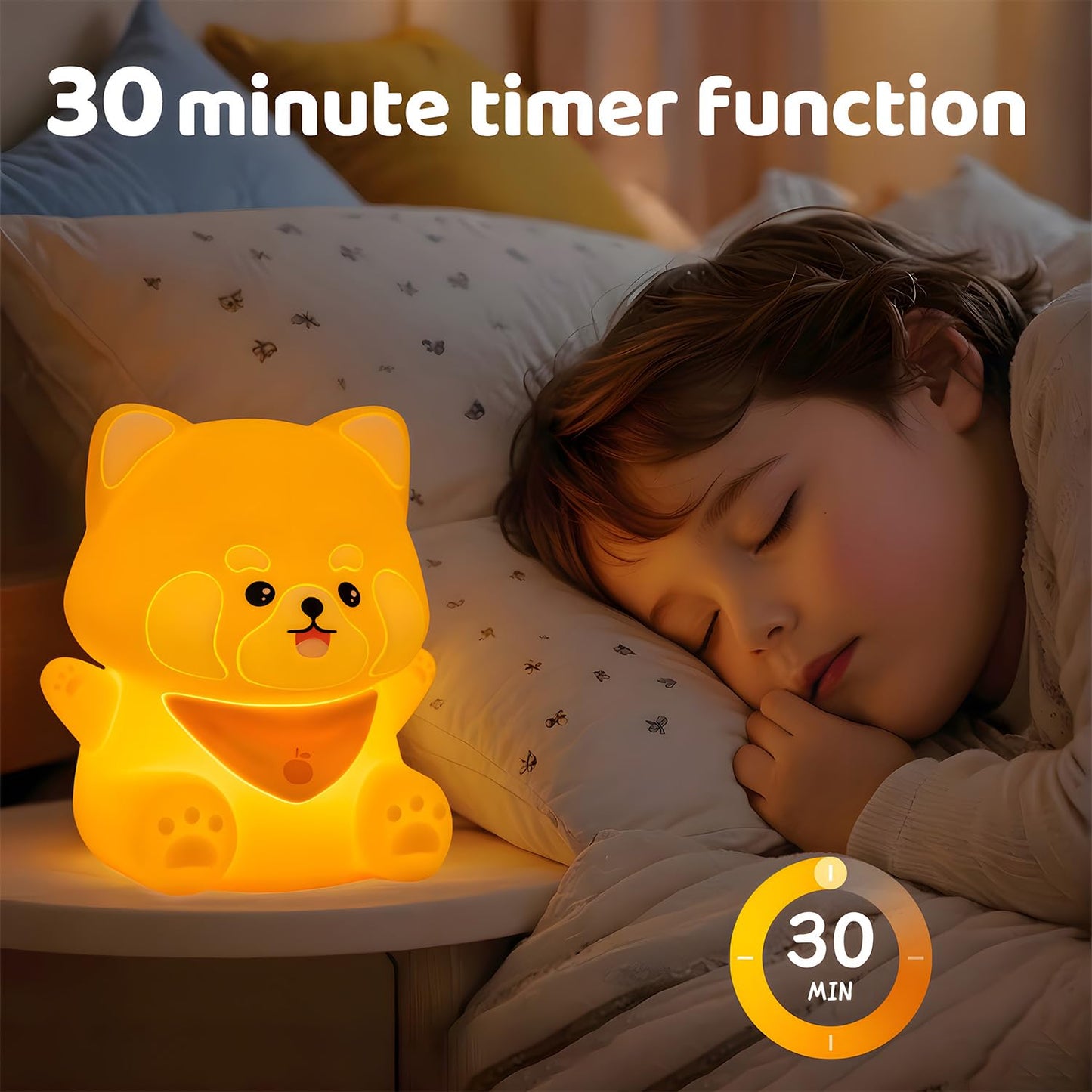 DuDu Duck Night Light, Cute Duck Lamp, Squishy Silicone Nightlight for Bedrooms with 30 Minutes Timer, Rechargeable Bedside Lamp with Touch Control for Bedrooms, Living Room
