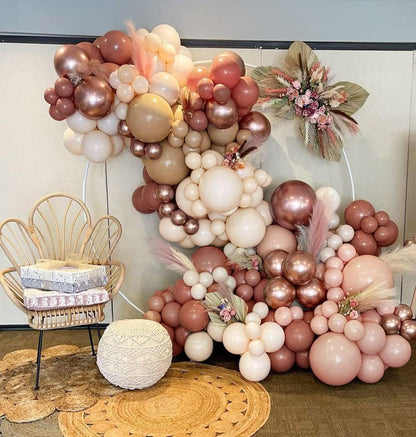 Dusty Pink Brown Balloon Garland Nude Tan Pink Rose Gold Metallic Double Stuffed Dusty Rose Mauve Blush Beige Balloon Arch Kit for Baby Shower Birthday Bridal Wedding Party Decoration