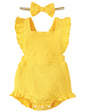 Fullfamous Baby Girl Ruffled Jumpsuit and Headband Set