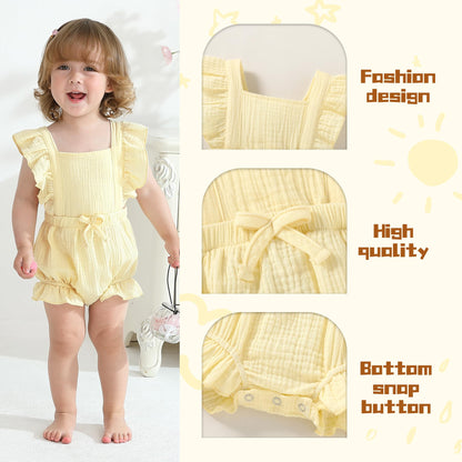 Happy Town Newborn Baby Girl Clothes Infant Summer Romper Sleeveless Floral Cute Outfits One Piece Jumpsuit Bodysuit