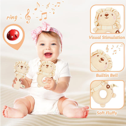 11 Pcs Baby Shower Gifts Basket for Newborns Baby Boy Gender Neutral Baby Gift Set with Baby Blanket Rattle, Milestone Security Blanket Decision Coin & Towels Socks Essentials for Baby Boys Girls