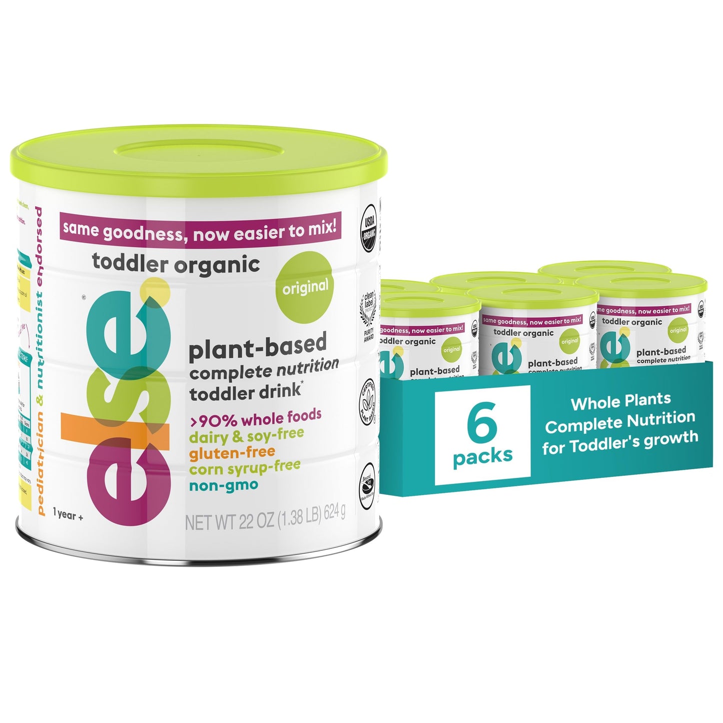 Else Nutrition Toddler Formula 12-36 mo., Plant Based Toddler Nutritional Drink - Soy & Dairy Free, Lactose Free - Complete Baby Formula (12-36 mo.), Protein Powder w/ 20+ Vitamins (22oz, 6-Pack)