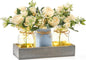 Mkono Mason Jar Lights Centerpiece Table Decor for Dining Room Farmhouse Wood Tray with 3 Jars Flowers Summer Decoration for Coffee Table Kitchen Living Room Wedding