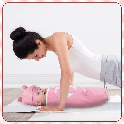 Ramede 6 Pack Baby Swaddle Blanket with Hats Sleep Swaddle for 0-3 Months Newborn Sacks Soft Cotton Wearable for Boy Girl