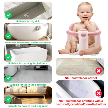 Baby Bath Seat, Infant Bathtub Seats for Babies Sitting Up Aged 6-24 Months, New Baby Bath Tub-Protect Toddlers Skin and Back Support, Soft Non-Slip Cushions Extra Added (Deep Pink)