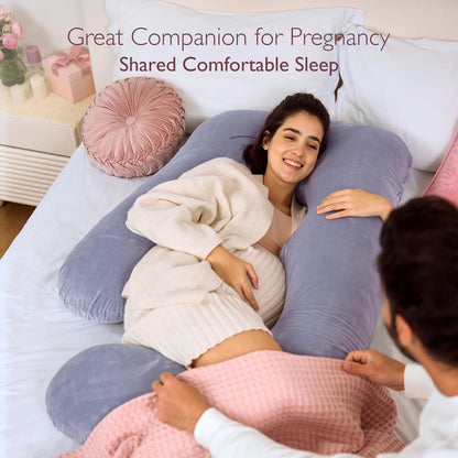 Momcozy Pregnancy Pillows for Sleeping, U Shaped Full Body Maternity Pillow with Removable Cover - Support for Back, Legs, Belly, HIPS for Pregnant Women, 57 Inch Pregnancy Pillow for Women, Grey