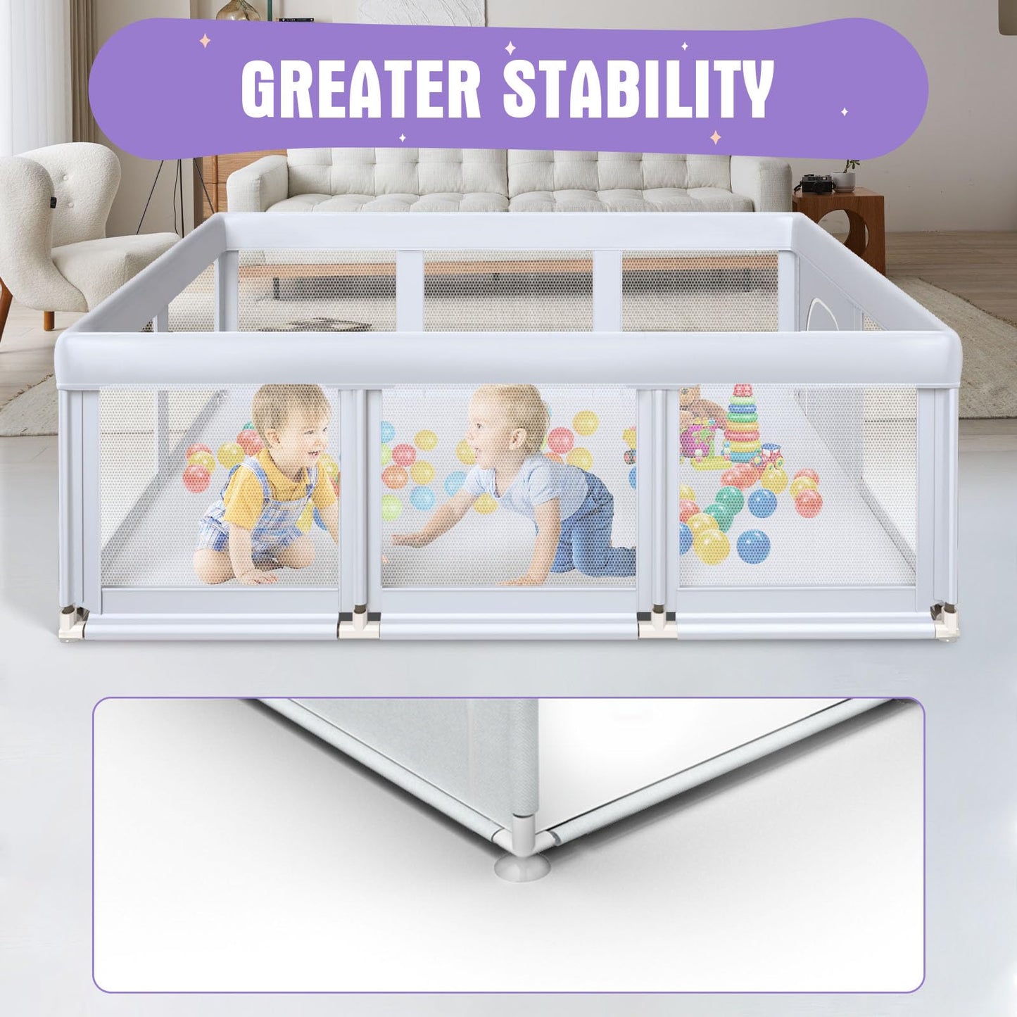 Baby Playpen 50x50 Inch, Play Pens for Babies and Toddlers Baby Fence Baby Play Yards for Indoor & Outdoor with Breathable Mesh Anti-Fall Playpen
