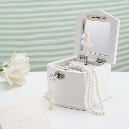 Medium Pink Ballerina Musical Jewelry Box with Mirror and Lock for Girls,Pink Kid's Jewelry Storage Music Chest,Gifts for Christmas,New Year and All Hoidays