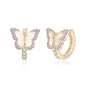 Butterfly Earrings for Women Hypoallergenic CZ 14K Gold Plated Butterflies Huggie Hoop Earring Small Tiny Hoops
