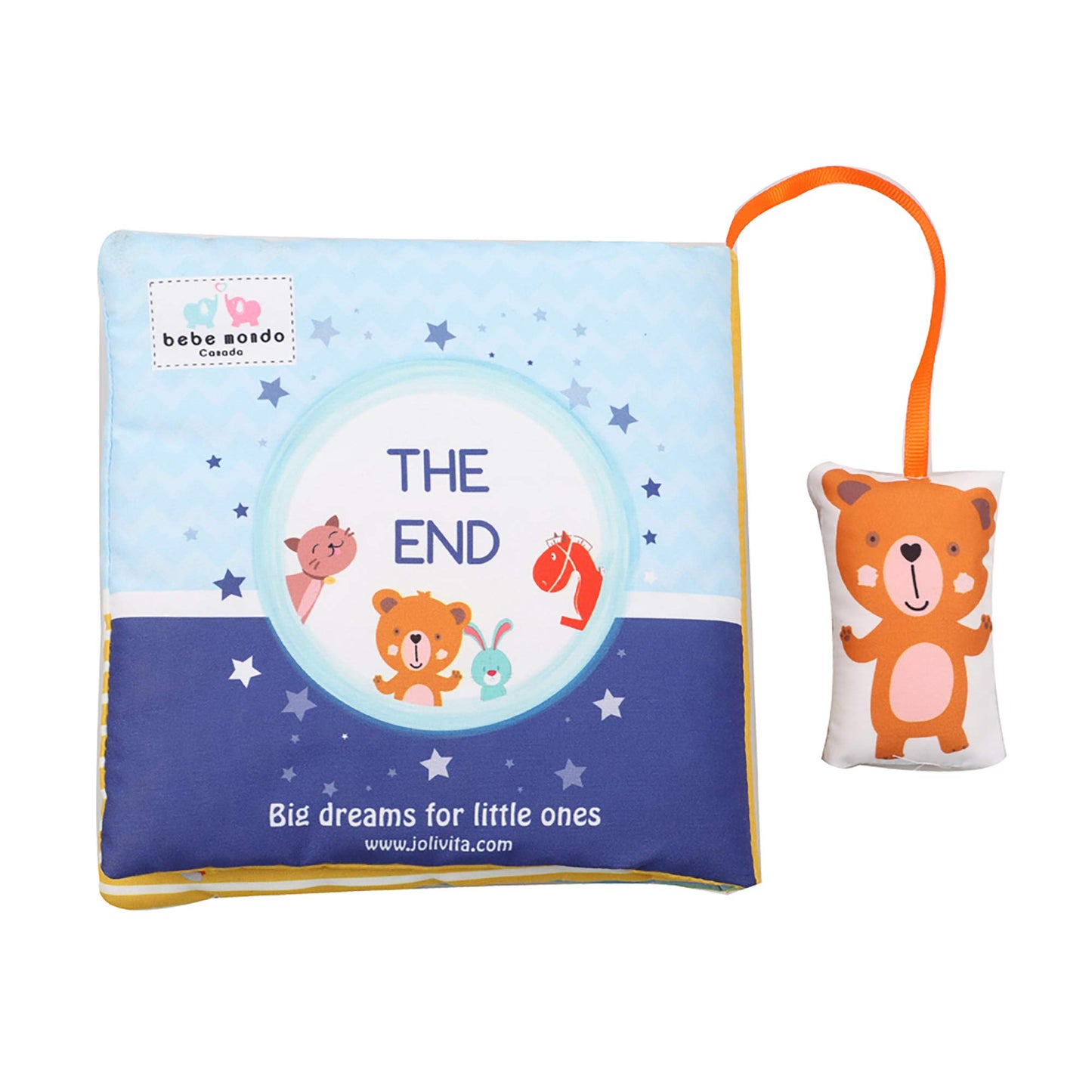 bebe mondo Teddy Bear Soft Baby Book Activity Quiet Cloth Books Developmental Toys Interactive Baby Books for Babies Toddlers Infants, Easter Gifts for Boys Girls,Washable Mirror Toy, Goodnight W Box