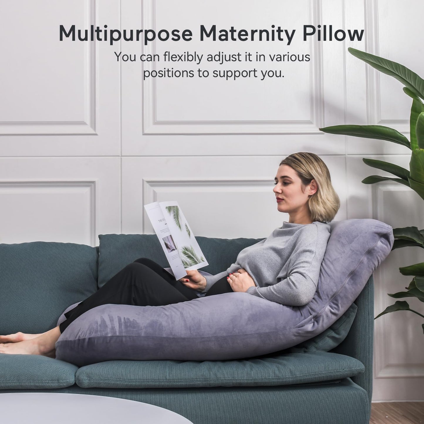 Momcozy Pregnancy Pillows for Sleeping, U Shaped Full Body Maternity Pillow with Removable Cover - Support for Back, Legs, Belly, HIPS for Pregnant Women, 57 Inch Pregnancy Pillow for Women, Grey