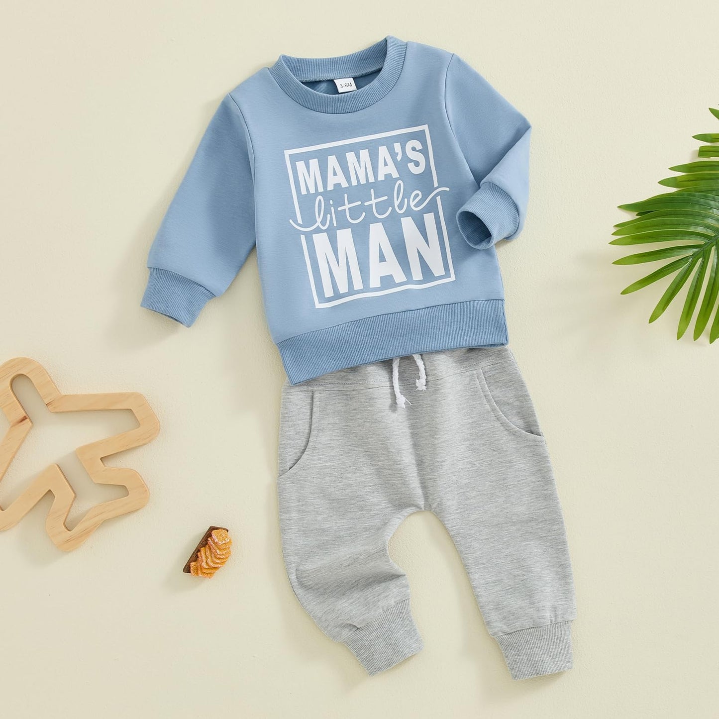 Toddler Baby Boy Sweatshirt Outfit Mamas Little Man Long Sleeve Shirt Jogger Pants Fall Outfits Winter Clothes Set