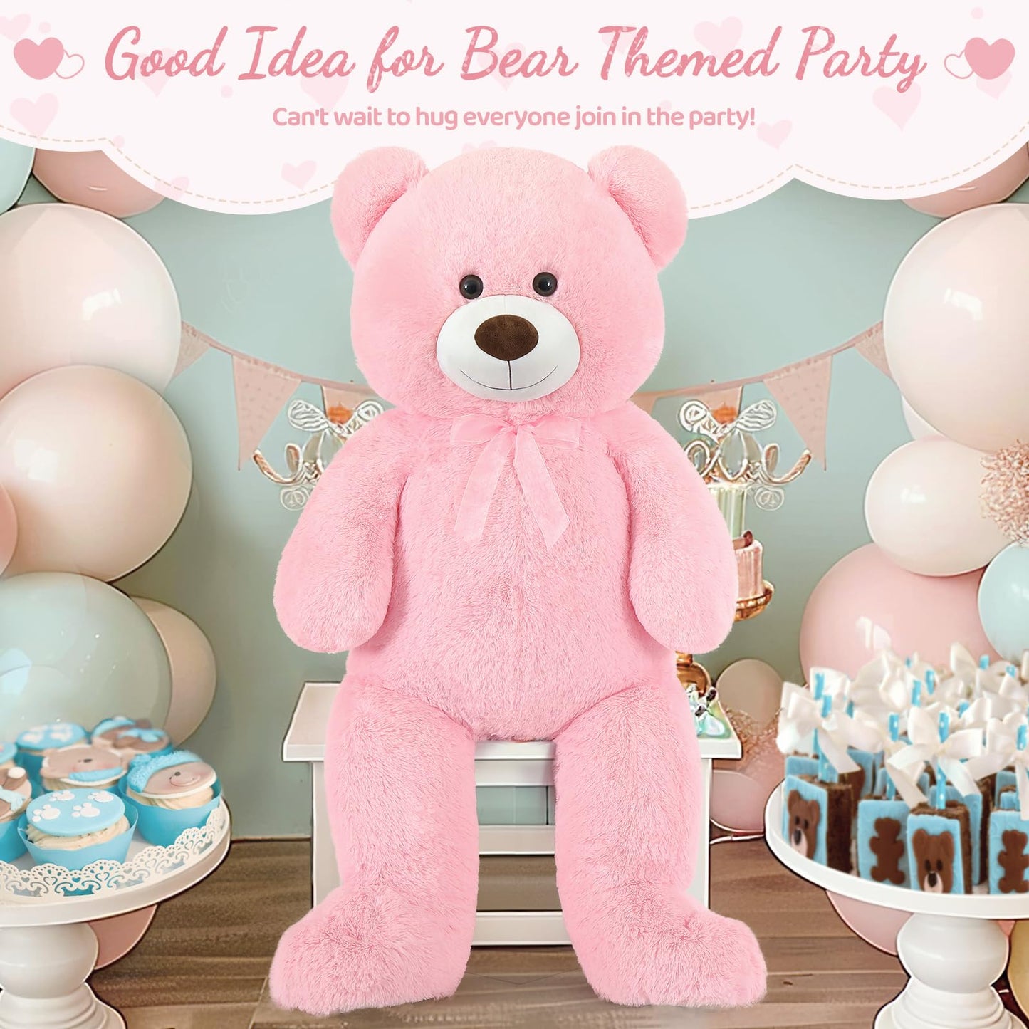 51 inch Big Teddy Bear Cute Giant Stuffed Animals Soft Plush Toy for Girlfriend Kids for Birthday Christmas Valentine's Day