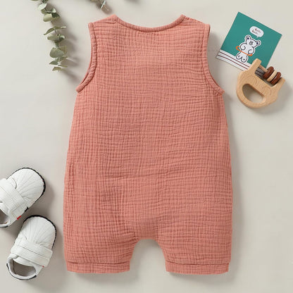 Infant Newborn Baby Boys Girls Cotton Linen Romper Summer Jumpsuit Sleeveless Overalls Clothing Set