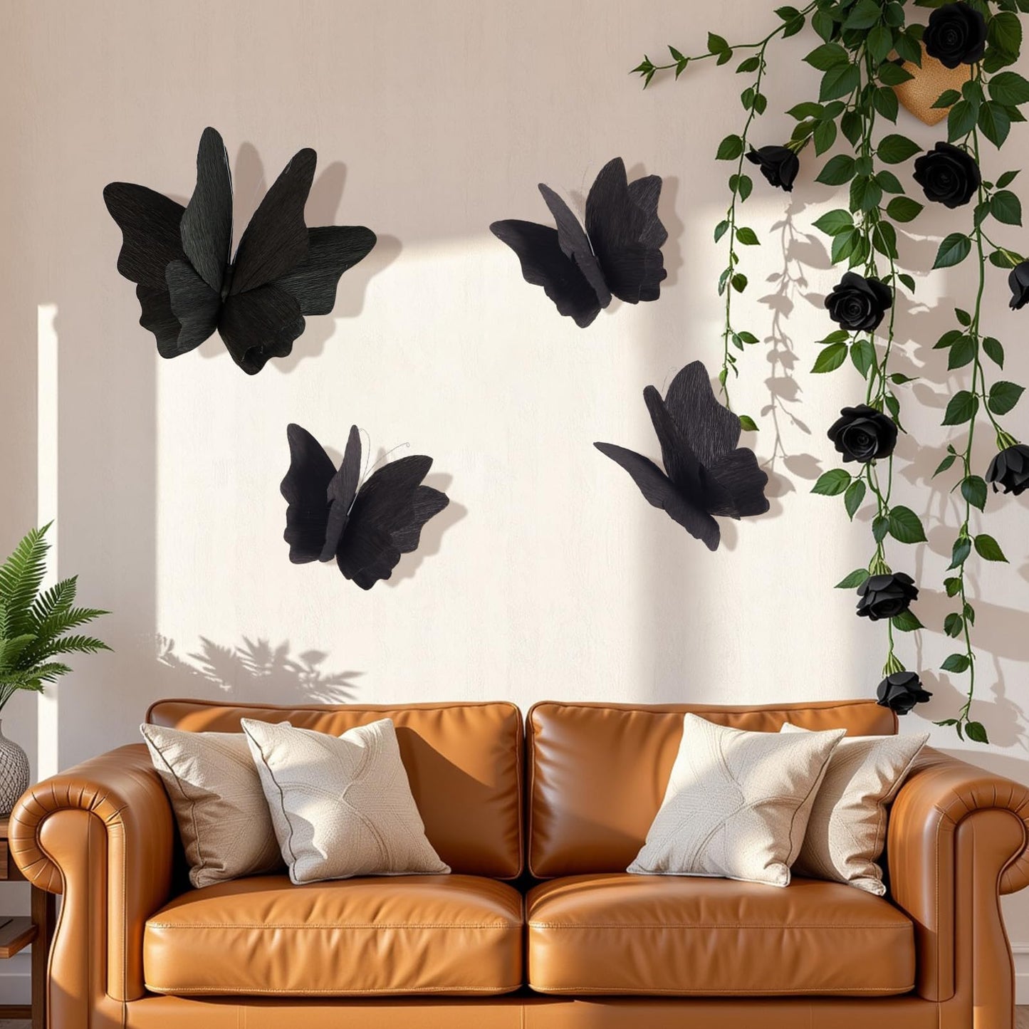 SUNBEAUTY Butterfly Party Decorations, 3D Paper Butterfly Decoration, Hanging Paper Butterfly for Baby Shower Decorations Girls, Women, Paper Flowers for Wall Decoration, Set of 4