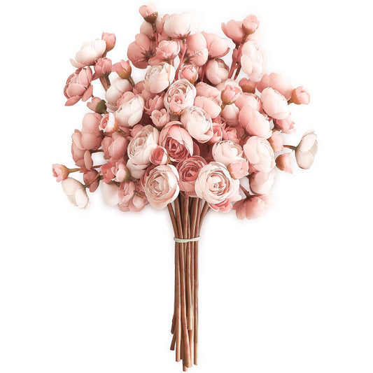 Floroom Ranunculus Artificial Flowers 18 Pcs Blush Faux Silk Mini Ranunculus Bulk Fake Wedding Filler Flowers for DIY Pink Bouquets, Centerpieces, Bridal Shower Decorations & Arrangements