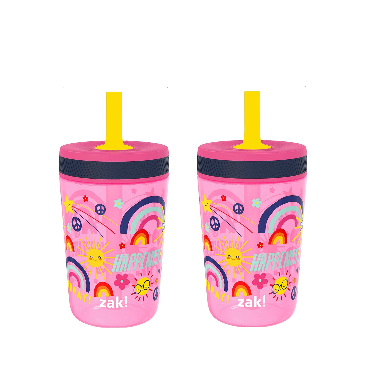 Zak Designs Disney Princess Kelso Toddler Cups For Travel or Home, 15oz 2-Pack Plastic Sippy Cups, Leak-Proof For Kids (Ariel, Aurora, Belle, Cinderella, Jasmine, Mulan, Rapunzel, Tiana)