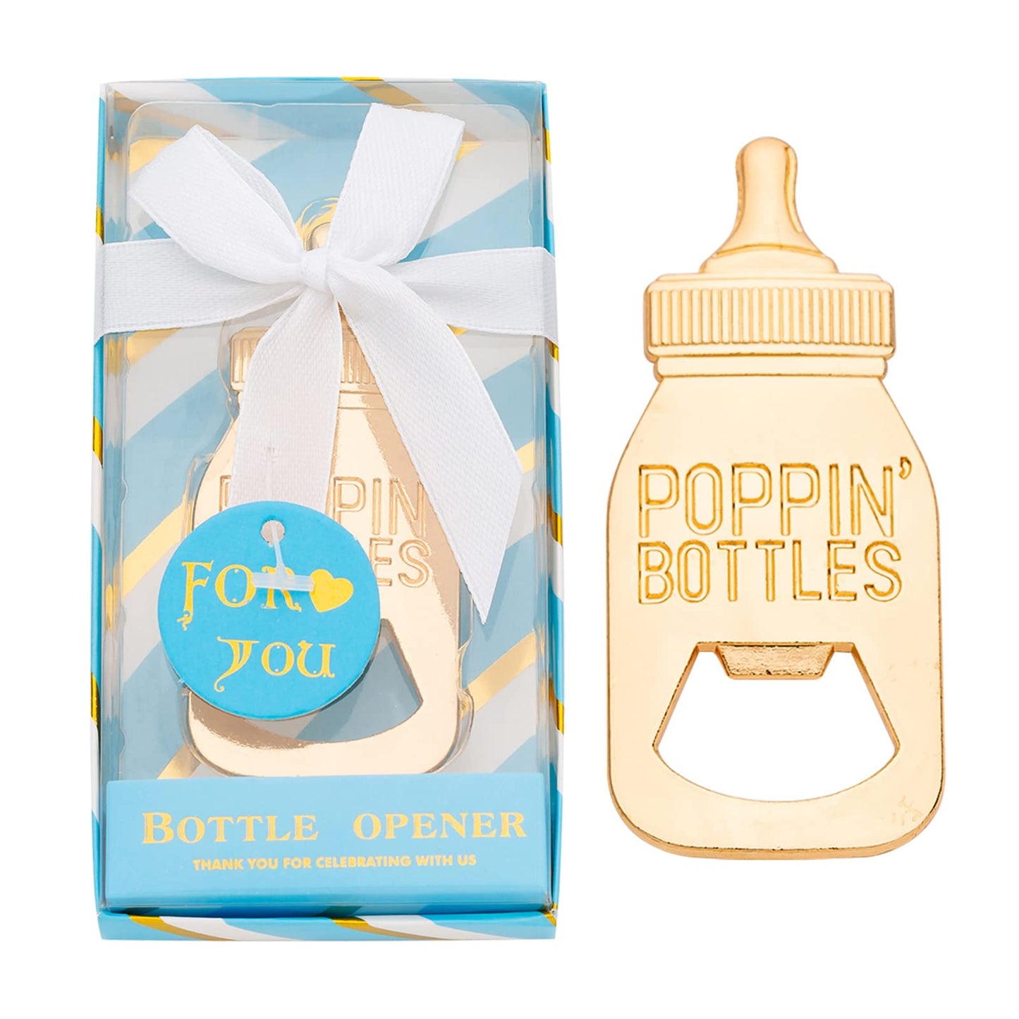 24 Pieces Baby Bottle Openers Shower Favoris, Gifts, Decorations, or Souvenir Guest Gift Boxes, Poppin Design for Baby Boys or Girls (24 Pack Green)