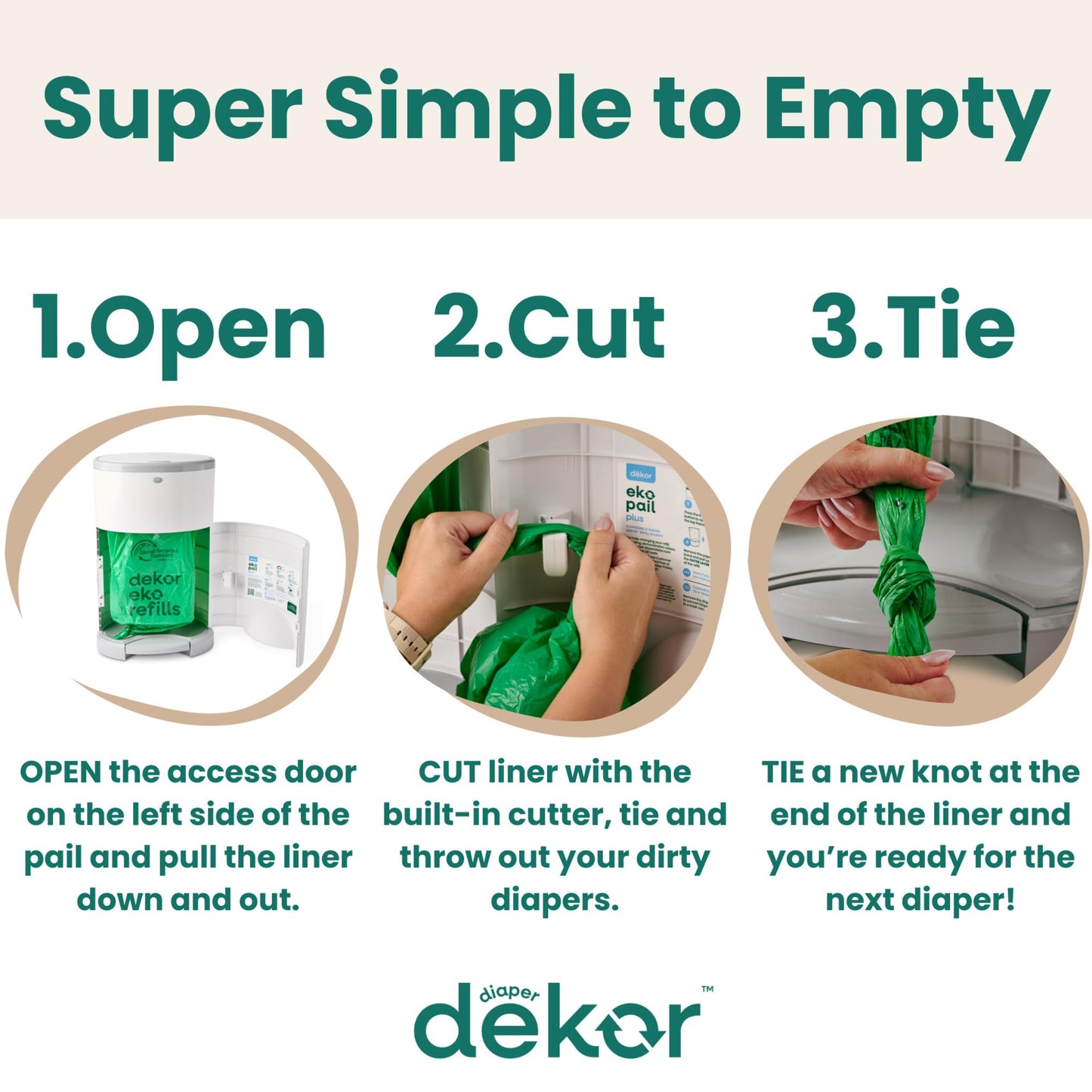 Diaper Dekor EKO Plus Diaper Pail Gift Set, White | ONLY Eco-Friendly Diaper Pail Made with 70% Recycled Materials | Comes with up to a Year's Supply Worth of Diaper Dekor Refills!