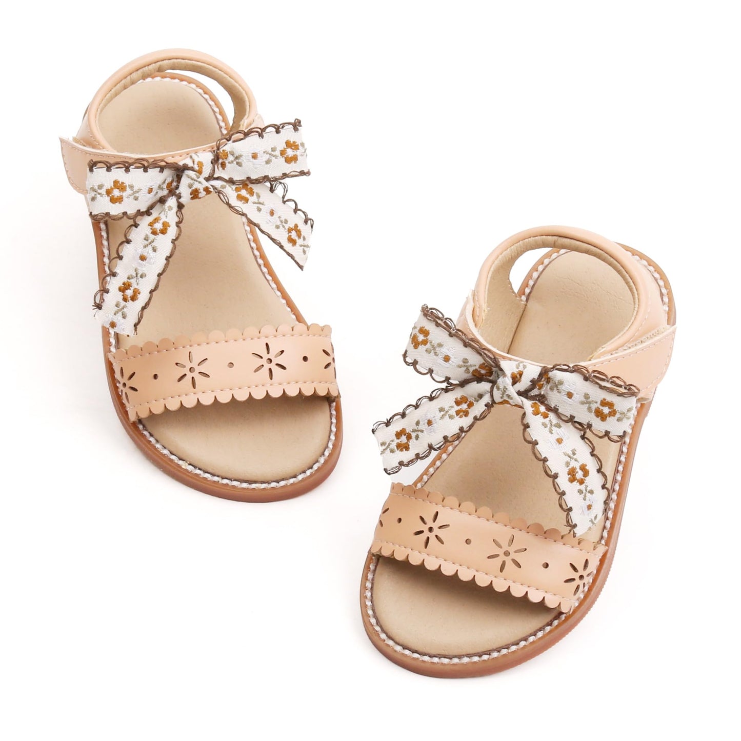 Felix & Flora Toddler Girls Sandals Soft Rubber Flats Summer Baby Flower Girl Shoes.