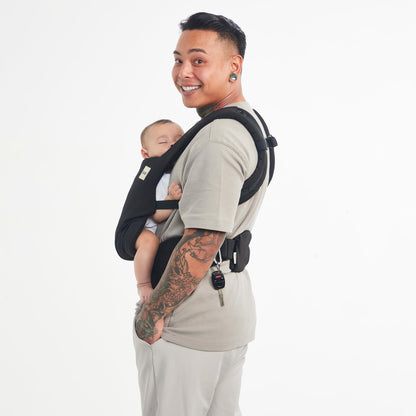 Baby Tula Explore Linen Baby Carrier 7 – 45 lb, Adjustable Newborn to Toddler Carrier, Multiple Ergonomic Positions Front and Back, Breathable and [Natural – Explore + Linen, Ash