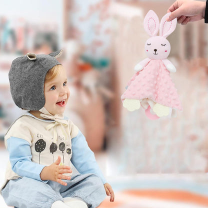 2025 6-in-1 Sensory Baby Security Blanket - Crinkle, Rattle & Teether, Machine-Washable Plush Lovey for Nursery/Stroller, Soft Cuddly Blanket Sleeping Animal for Babies and Toddlers (Grey)