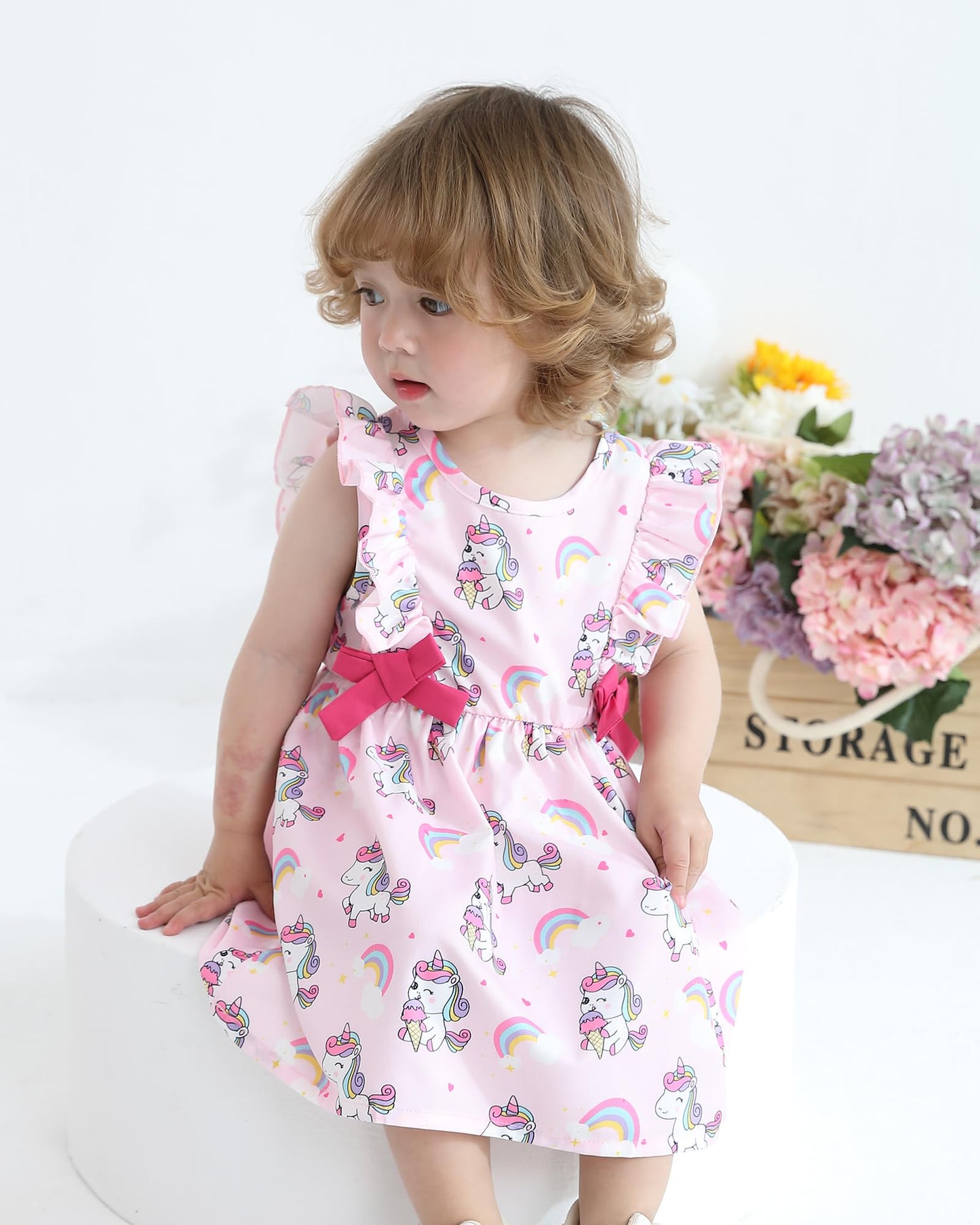 Mioglrie Baby Girl Dress Summer Girl Clothes Infant Outfits Ruffle Sleeveless Sundress Playwear Cute Dresses for Girls
