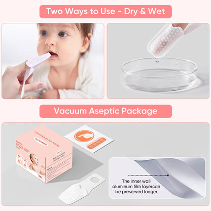 Baby Tongue Cleaner, Baby Toothbrush, 42Pcs Disposable Infant Toothbrush Clean Baby Mouth,Gauze Gum Cleaner Toothbrush Baby Oral Cleaning Stick Dental Care for 0-36 Month Baby+Free 1 Finger Toothbrush