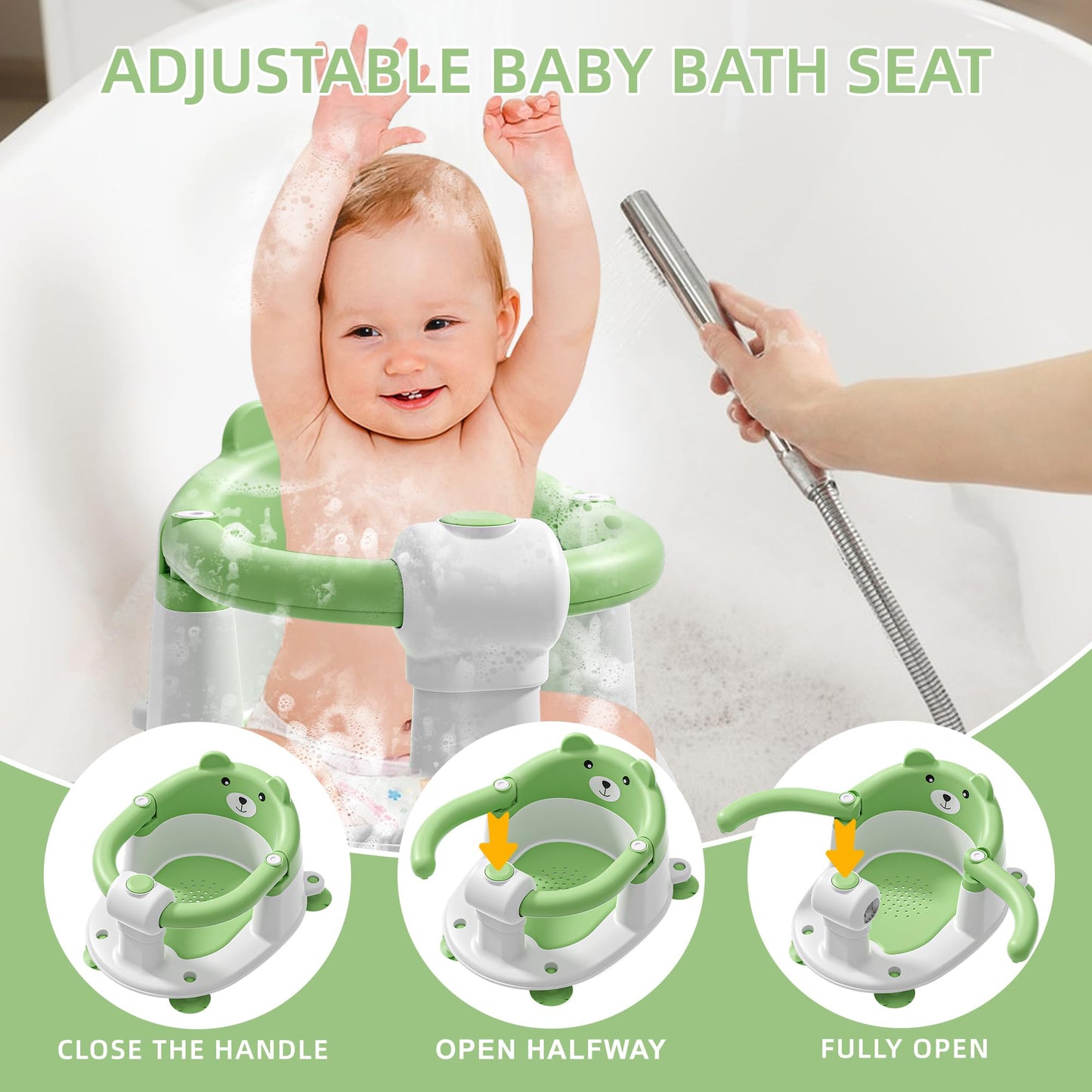 Baby Bath Seat for Babies 6 Months & Up, Toddler Bath Seats for Babies Sitting Up, Non-Slip Infant Bath Tub Chair with 4 Suction Cups & Soft Cushion for Shower, Compact Toddler Bathtub Seat, Pink