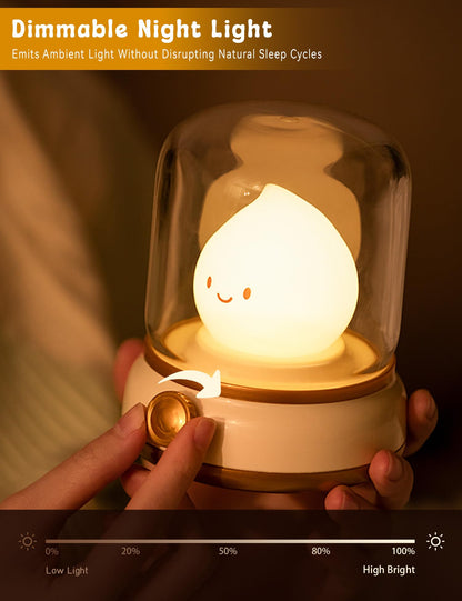 Cute Chibi Flame Lamp, Anime Cozy Lights, Retro Rechargeable Night Light, Decor, Cute Desk Accessories, Gifts