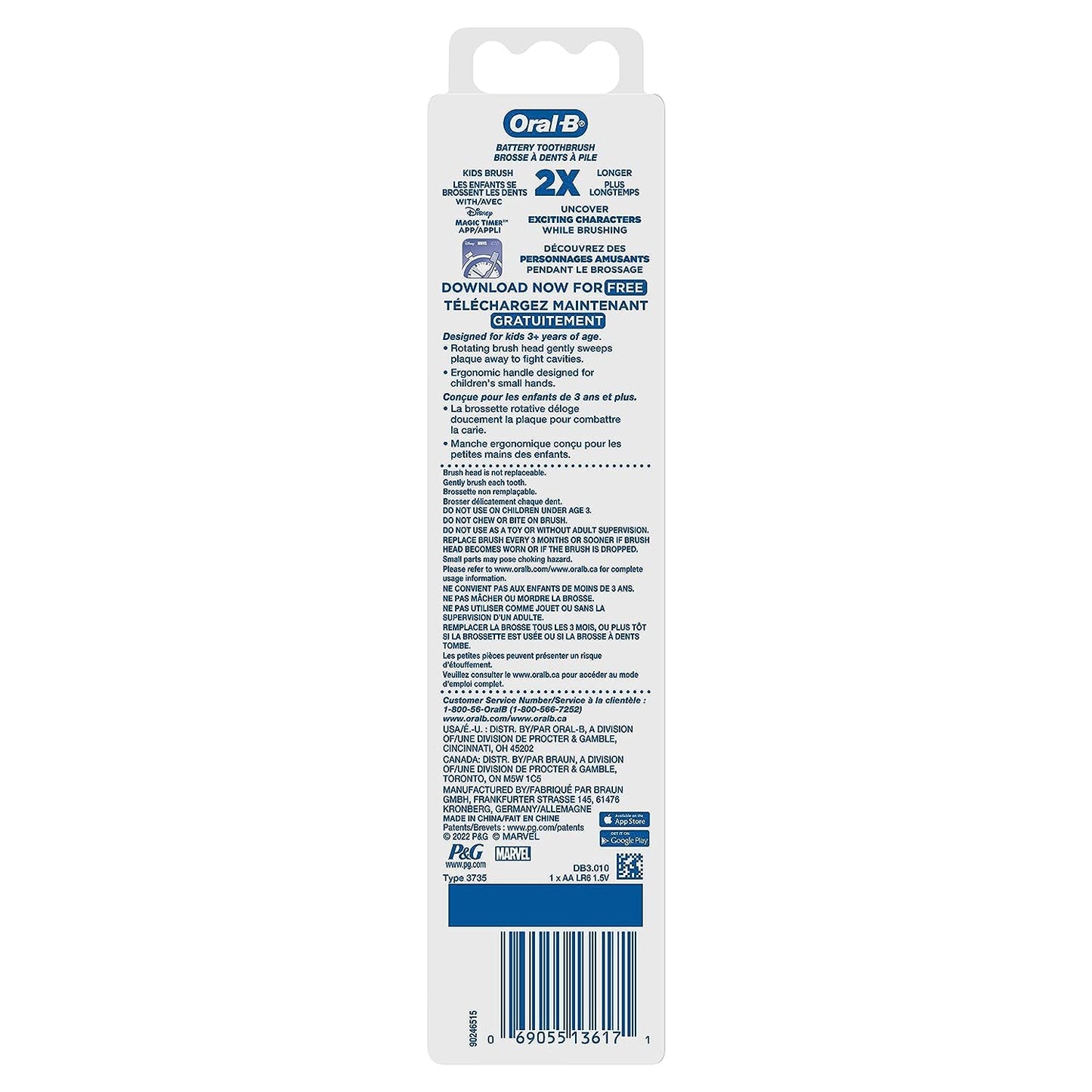 Oral-B Kids Battery Power Electric Toothbrush Featuring Disney's Frozen for Children and Toddlers age 3+, Soft (Characters May Vary)