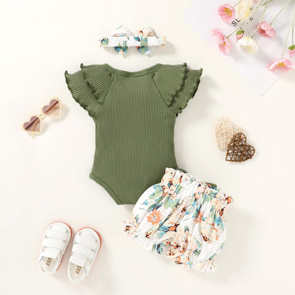 YOUNGER TREE Newborn Infant Baby Girl Clothes Romper Shorts Set Floral Summer Outfits Cute Baby Girl Clothing