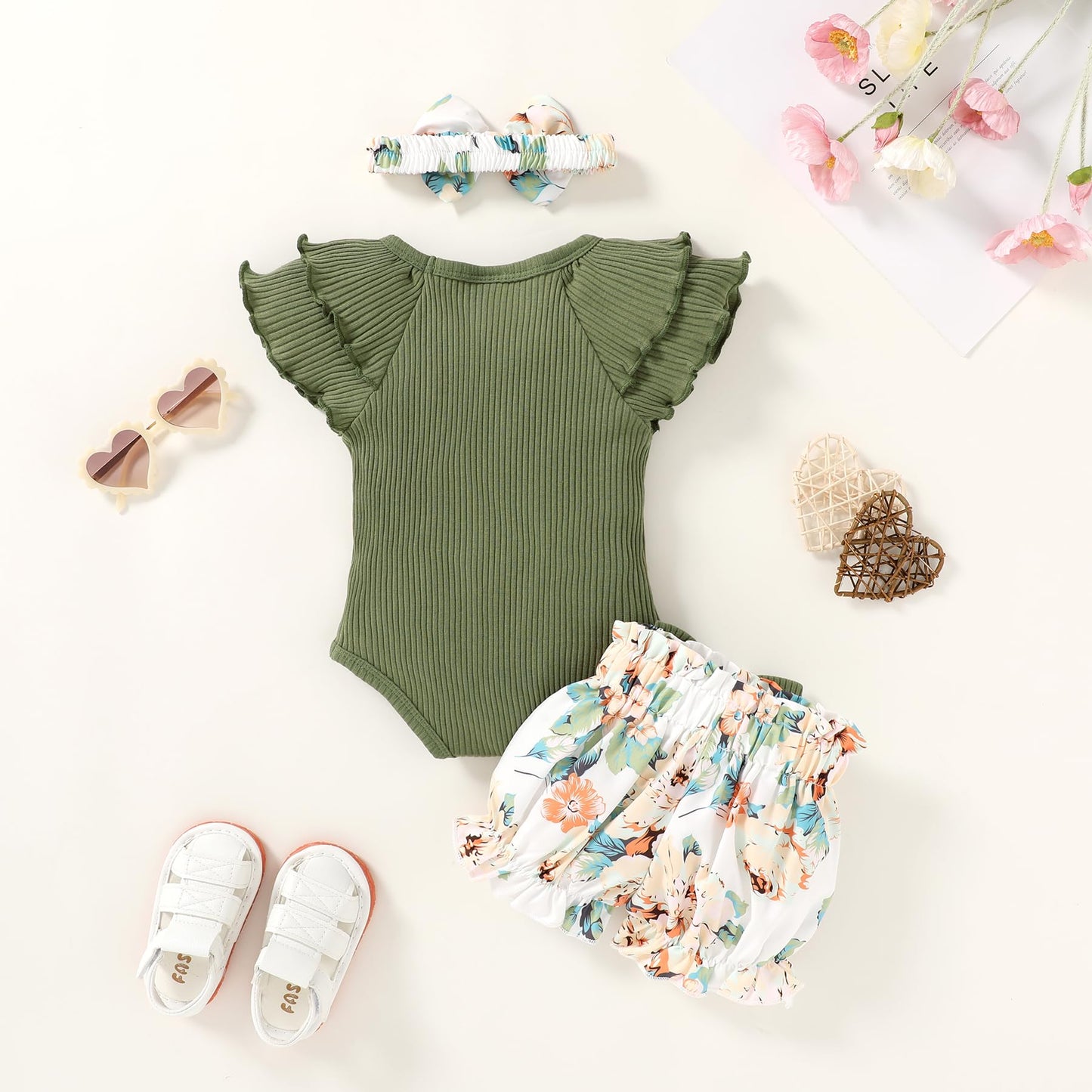 YOUNGER TREE Newborn Infant Baby Girl Clothes Romper Shorts Set Floral Summer Outfits Cute Baby Girl Clothing