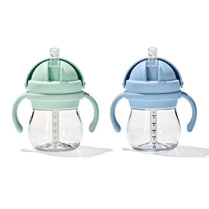 OXO Tot Transitions Straw Cup with Handles 6 oz. - Opal and Blossom - 2 Pack
