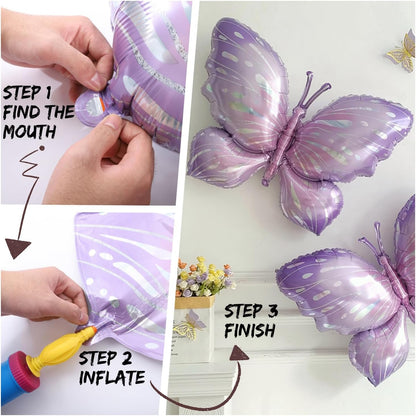 Fairy Butterfly Balloon Arch Kit,125Pcs Pastel Purple Pink Balloon Garland with Butterfly Foil Balloons for Fairytale Birthday Baby Shower Wedding Party Decorations