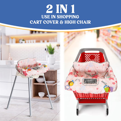 Shopping Cart Cover for Baby PILLANI, High Chair Cover for Restaurant Seat, Grocery Cart Cover for Baby Girl and Boy, Cotton Buggy Covers for Babies, Toddler Shopping Cart Cover