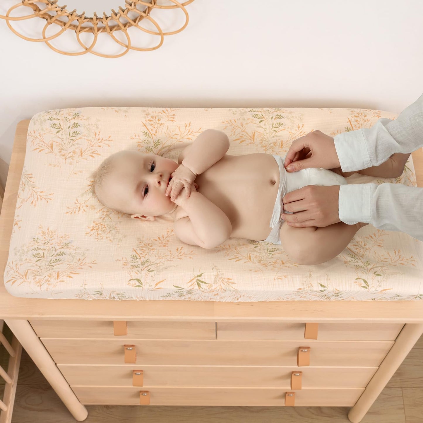 Muslin Changing Pad Cover 100% Cotton Diaper Changing Table Cover for Unisex Baby Boys Girls 2 Pack Changing Pad Sheets Brown